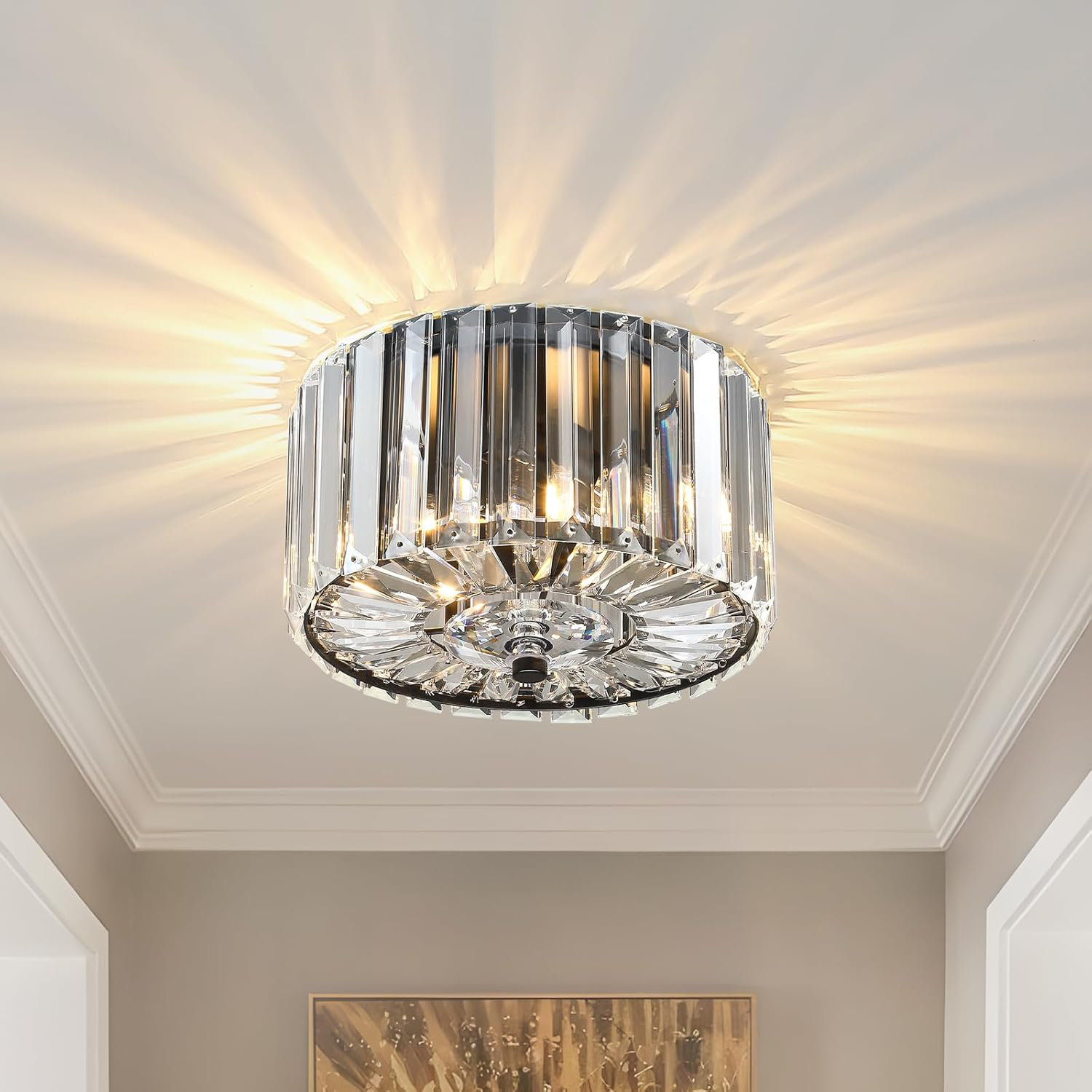Mercer41 Modern Crystal Semi Flush Mount Ceiling Light Fixture, 2